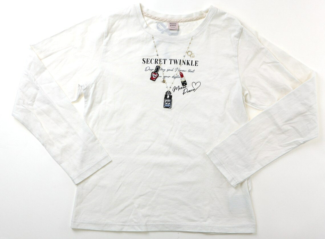 メゾピアノ mezzo piano Tシャツ・カットソー 160 女の子 オフ、ネックレス柄 子供服 ベビー服 キッズ アウトレット ユーズド 【中古】キッズ・ベビー・マタニティ