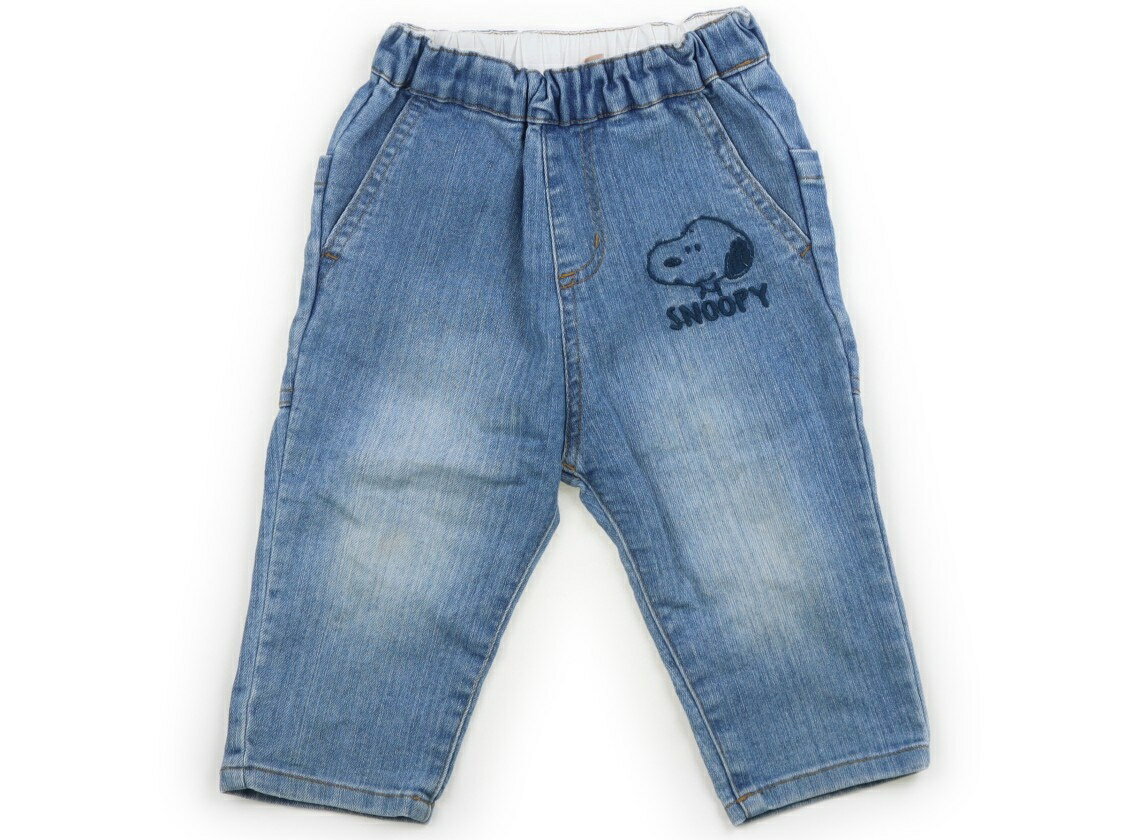 プティマイン petit main ジーンズ 80 女の子 ブルーデニム、スヌーピー 子供服 ベビー服 キッズ アウトレット ユーズド 【中古】キッズ・ベビー・マタニティ