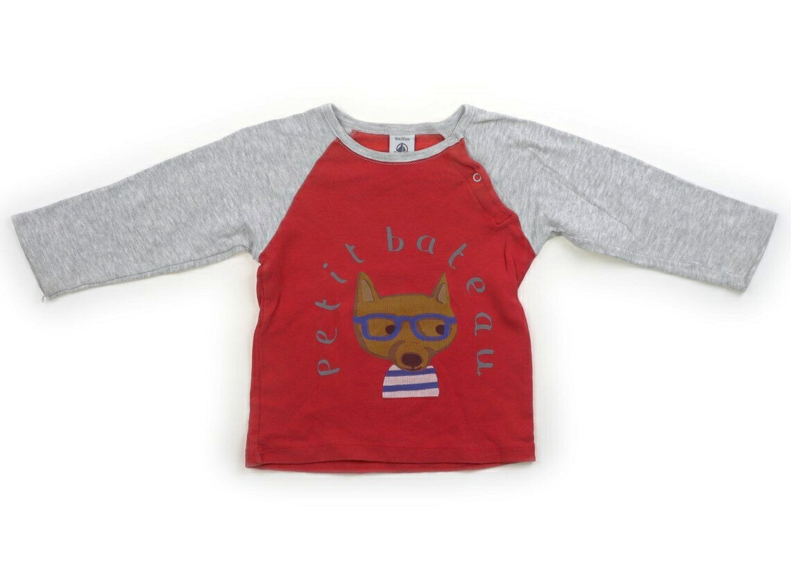 プチバトー PETIT BATEAU Tシャツ・カットソー 80 男の子 グレー、赤、きつね 子供服 ベビー服 キッズ アウトレット ユーズド 【中古】キッズ・ベビー・マタニティ