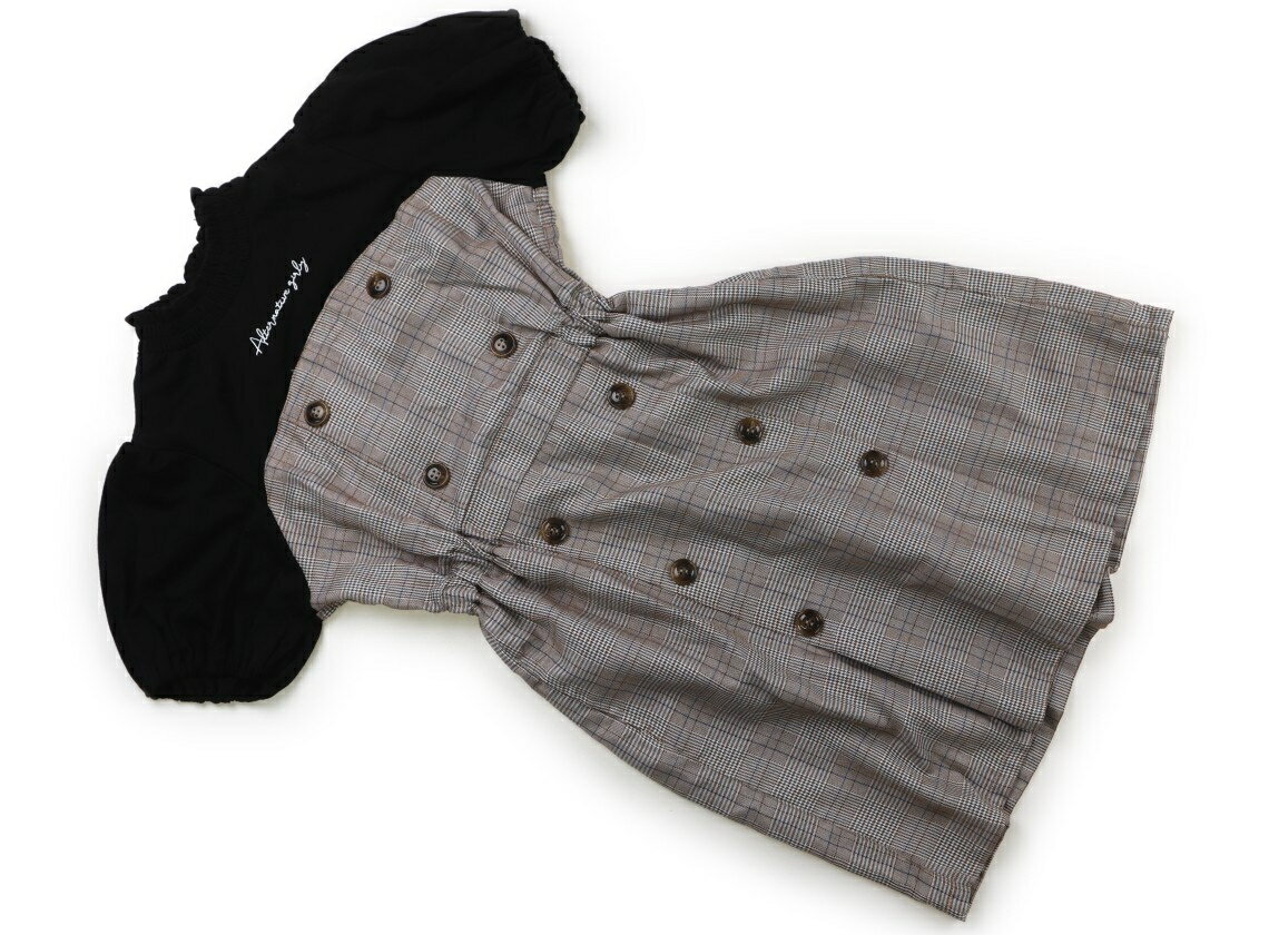 アルジー ALGY ワンピース 150 女の子 ブラック・ベージュ系チェック 子供服 ベビー服 キッズ アウトレ..