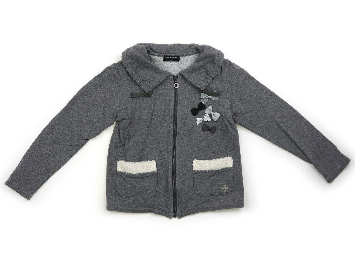 ポンポネット pom ponette ジップアップトレーナー 130 女の子 グレー、チェック柄 子供服 ベビー服 キッズ アウトレット ユーズド 【中古】キッズ・ベビー・マタニティ
