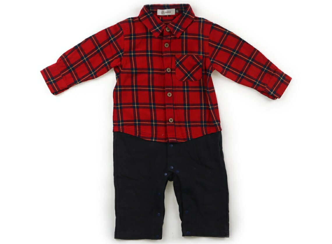 ダッドウェイ DADWAY カバーオール 80 男の子 赤　ネイビー 子供服 ベビー服 キッズ アウトレット ユーズド 【中古】キッズ・ベビー・マタニティ