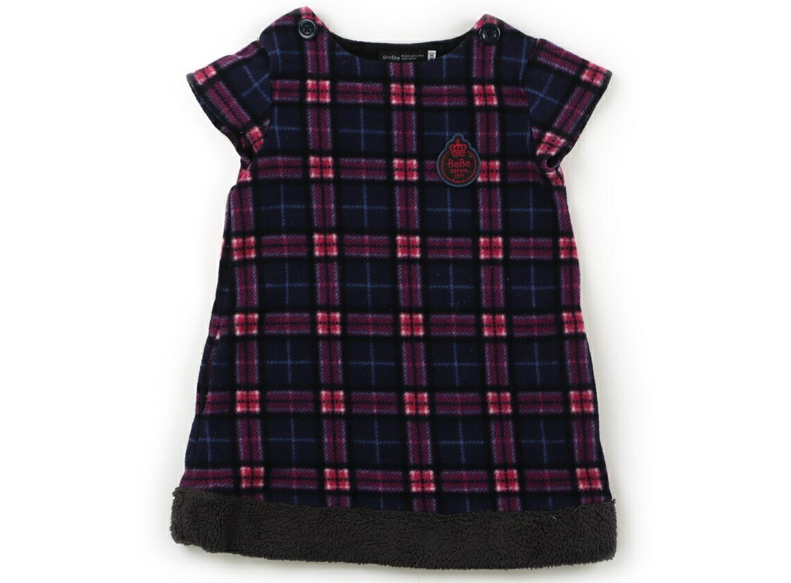 べべ BeBe ジャンパースカート 100 女の子 青ピンクチェック 子供服 ベビー服 キッズ アウトレット ユ..