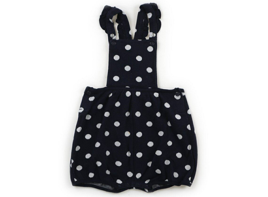 プチバトー PETIT BATEAU ベビーオーバーオール 80 女の子 ネイビー・オフドット 子供服 ベビー服 キッズ アウトレット ユーズド 【中古】キッズ・ベビー・マタニティ