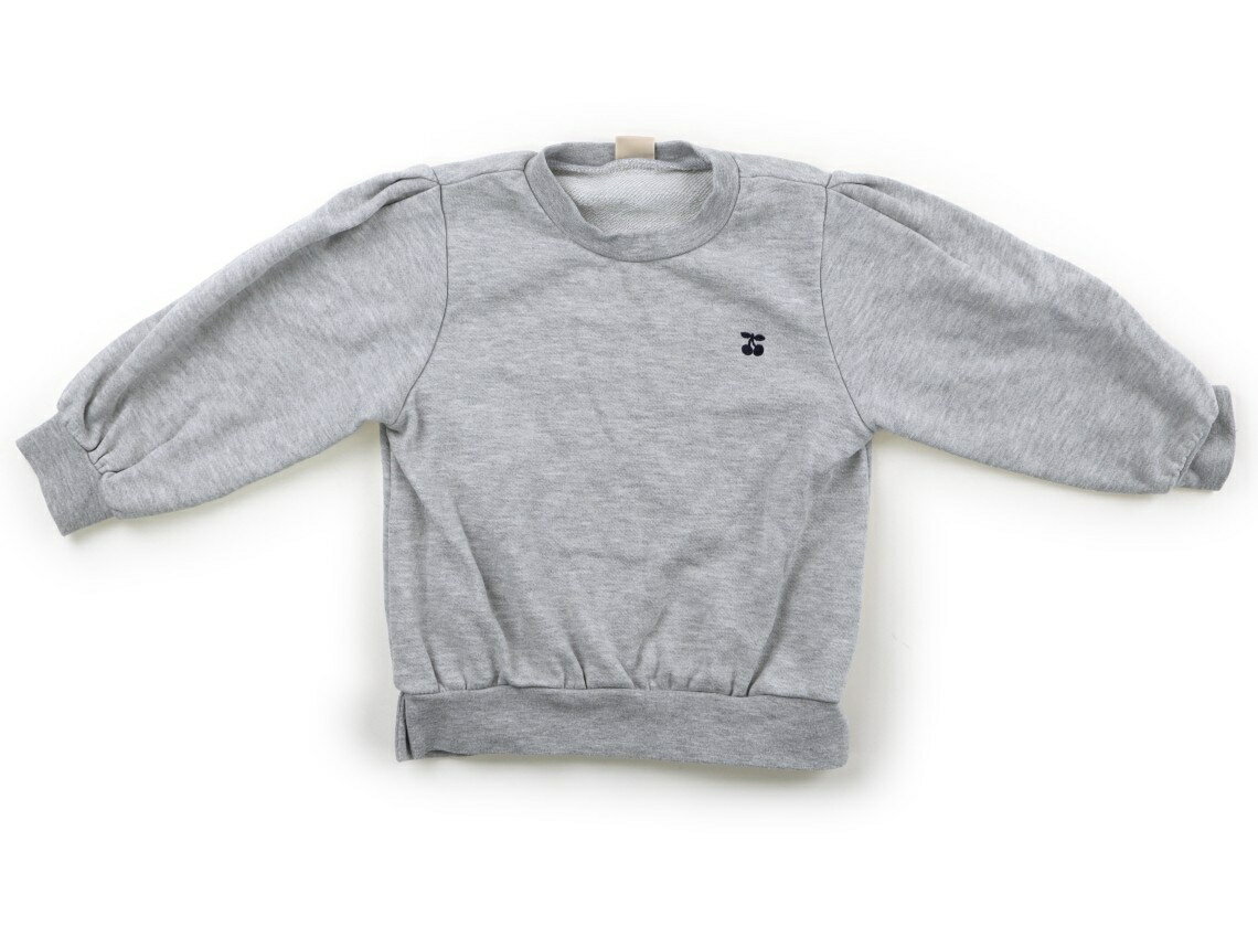 プティマイン petit main トレーナー・プルオーバー 100 女の子 薄いグレー さくらんぼ刺繍 子供服 ベビー服 キッズ アウトレット ユーズド 【中古】キッズ・ベビー・マタニティ