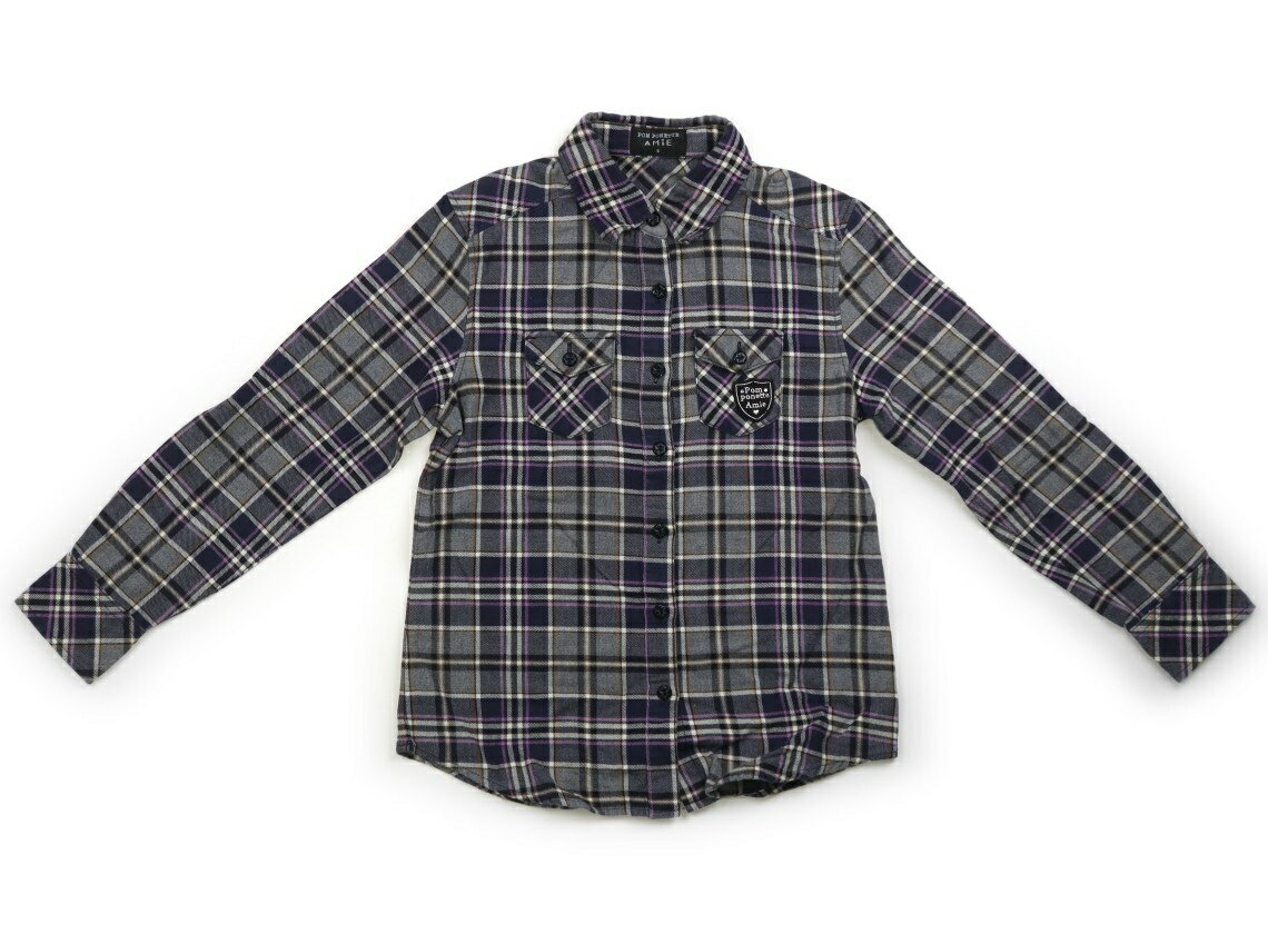 ポンポネット pom ponette シャツ・ブラウス 140 女の子 ネイビー・ピンク・ホワイト・イエローチェック 子供服 ベビー服 キッズ アウトレット ユーズド 【中古】キッズ・ベビー・マタニティ