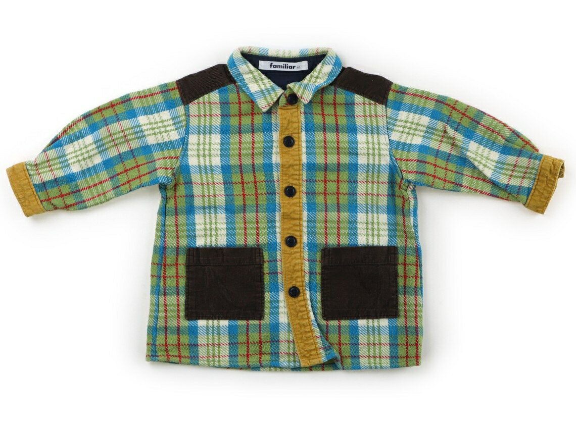 ファミリア familiar シャツ・ブラウス 90 男の子 チェック柄グリーンブルーホワイトレッドイエローブラウン 子供服 ベビー服 キッズ アウトレット ユーズド 【中古】キッズ・ベビー・マタニティ