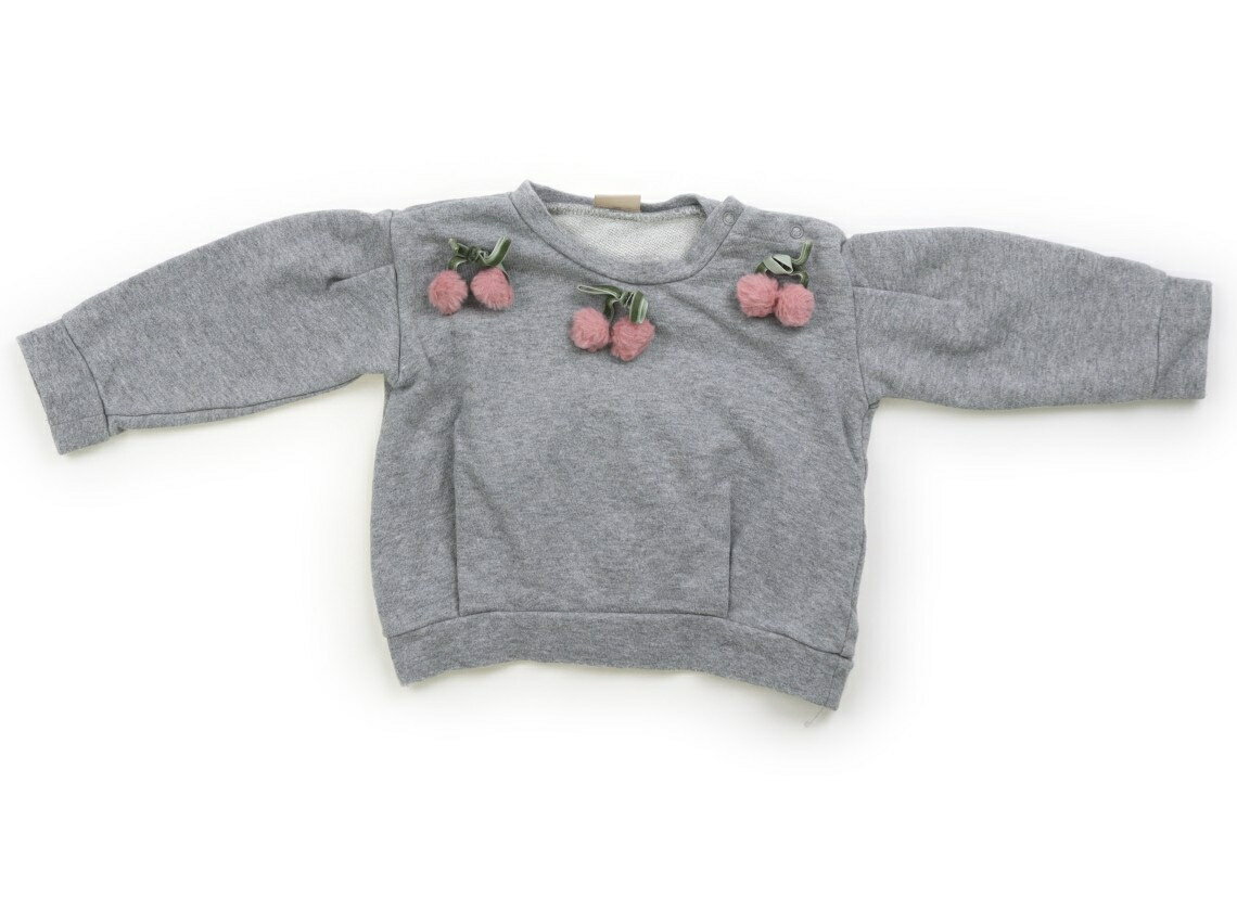 プティマイン petit main トレーナー・プルオーバー 80 女の子 さくらんぼピンクグレー 子供服 ベビー服 キッズ アウトレット ユーズド 【中古】キッズ・ベビー・マタニティ