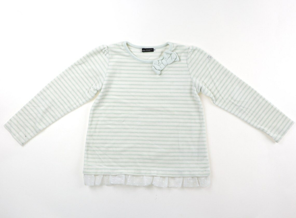 べべ BeBe トレーナー・プルオーバー 130 女の子 ホワイト・ペールグリーンボーダー 子供服 ベビー服 キッズ アウトレット ユーズド 【中古】キッズ・ベビー・マタニティ