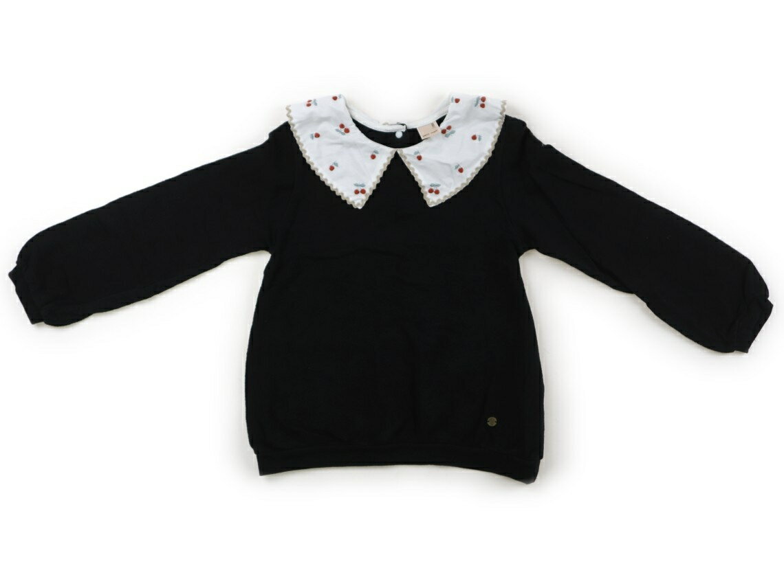 プティマイン petit main トレーナー・プルオーバー 130 女の子 黒 さくらんぼ柄刺繍 子供服 ベビー服 キッズ アウトレット ユーズド 【中古】キッズ・ベビー・マタニティ
