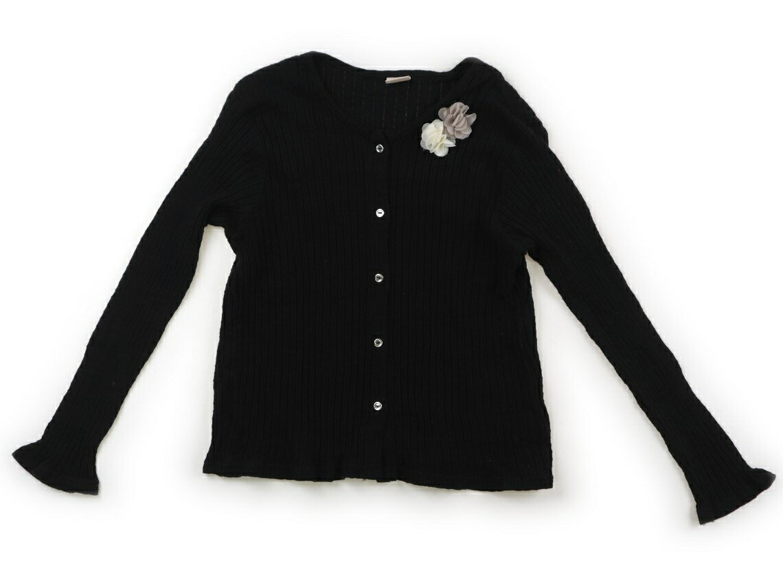プティマイン petit main カーディガン 130 女の子 ブラック・フラワーモチーフ 子供服 ベビー服 キッズ アウトレット ユーズド 【中古】キッズ・ベビー・マタニティ