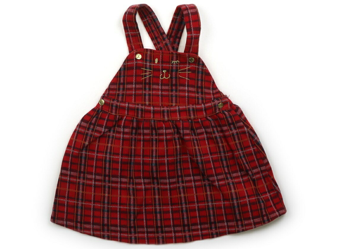 プチバトー PETIT BATEAU ワンピース 70 女の子 赤・チェック 子供服 ベビー服 キッズ アウトレット ユーズド 【中古】キッズ・ベビー・マタニティ