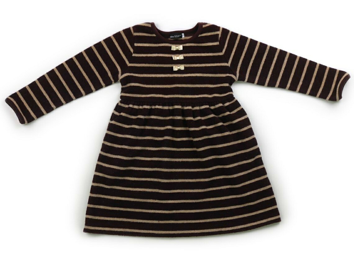 Rakuten - べべ BeBe ワンピース 110 女の子 チョコレート、ベージュボーダー、リボン 子供服 ベビー服 キッズ アウトレット ユーズド 【中古】キッズ・ベビー・マタニティ