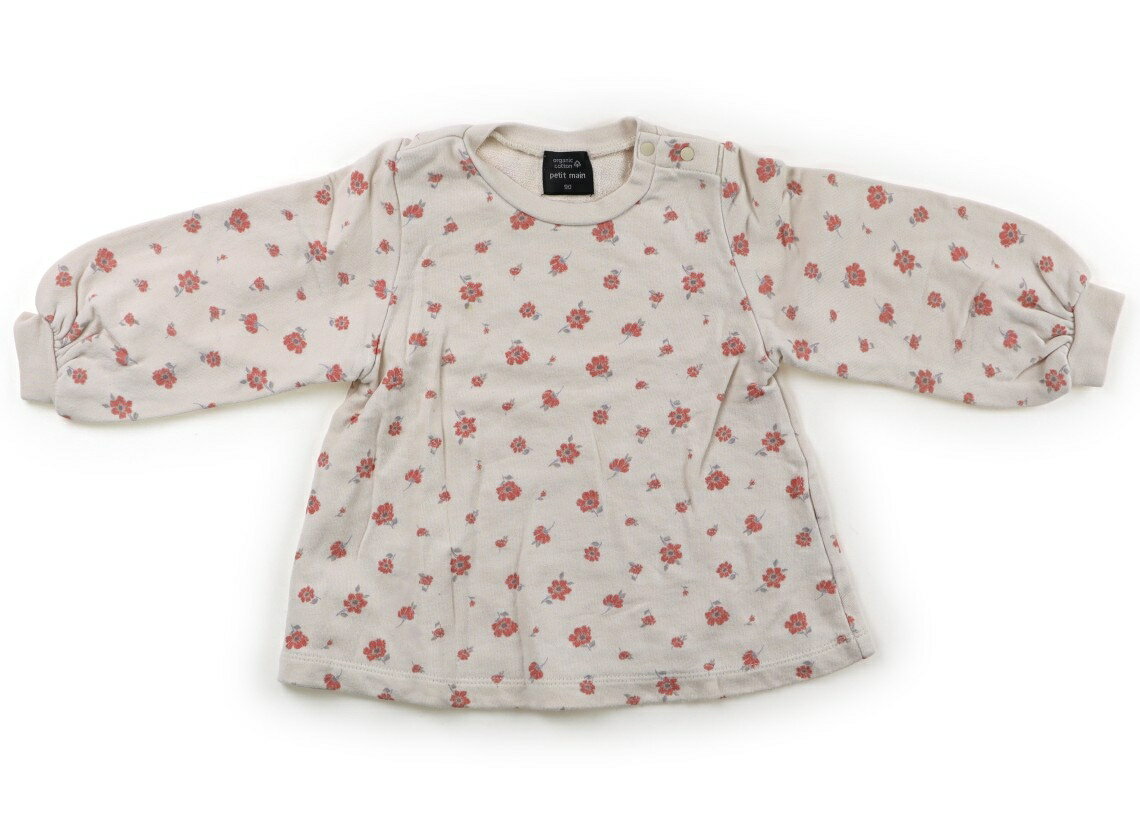 プティマイン petit main チュニック 90 女の子 ライトベージュ・レッド花柄 子供服 ベビー服 キッズ アウトレット ユーズド 【中古】キッズ・ベビー・マタニティ