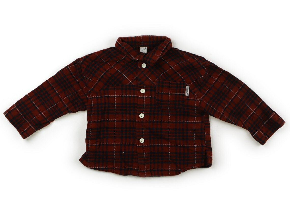 アプレレクール apres les cours シャツ・ブラウス 80 女の子 キャラメルブラウン・ネイビーチェック 子供服 ベビー服 キッズ アウトレット ユーズド 【中古】キッズ・ベビー・マタニティ