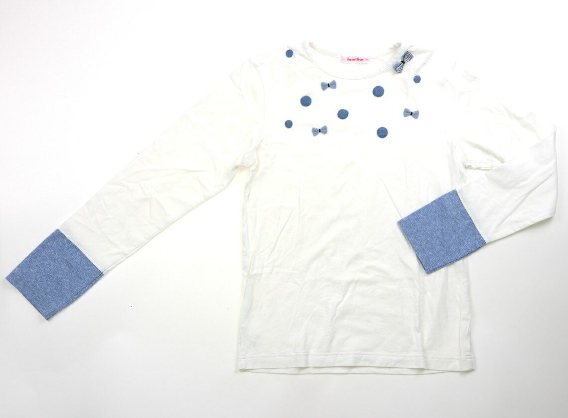 ファミリア familiar Tシャツ・カットソー 160 女の子 白・ブルー 子供服 ベビー服 キッズ アウトレット ユーズド 【中古】キッズ・ベビー・マタニティ
