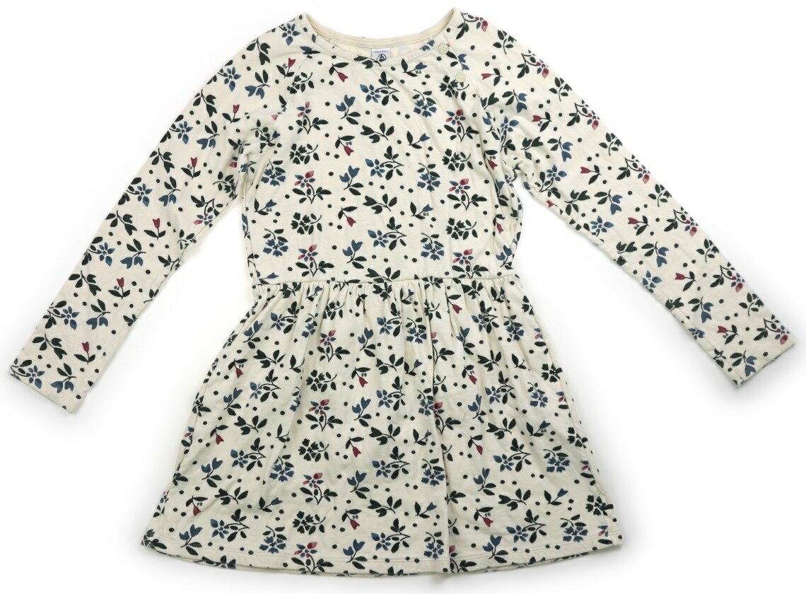 プチバトー PETIT BATEAU ワンピース 150 女の子 クリームホワイト・グリーン・ブルー・レッド系花柄 子供服 ベビー服 キッズ アウトレット ユーズド 【中古】キッズ・ベビー・マタニティ