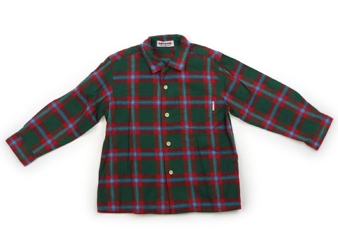 ミキハウス miki HOUSE シャツ・ブラウス 100 男の子 グリーン・レッド 子供服 ベビー服 キッズ アウト..