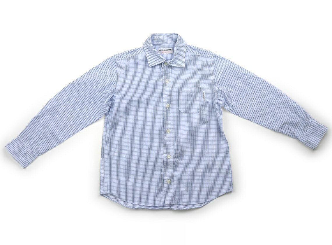Rakuten - ミキハウス miki HOUSE シャツ・ブラウス 130 男の子 ホワイト・ブルー・チェック 子供服 ベビー服 キッズ アウトレット ユーズド 【中古】キッズ・ベビー・マタニティ