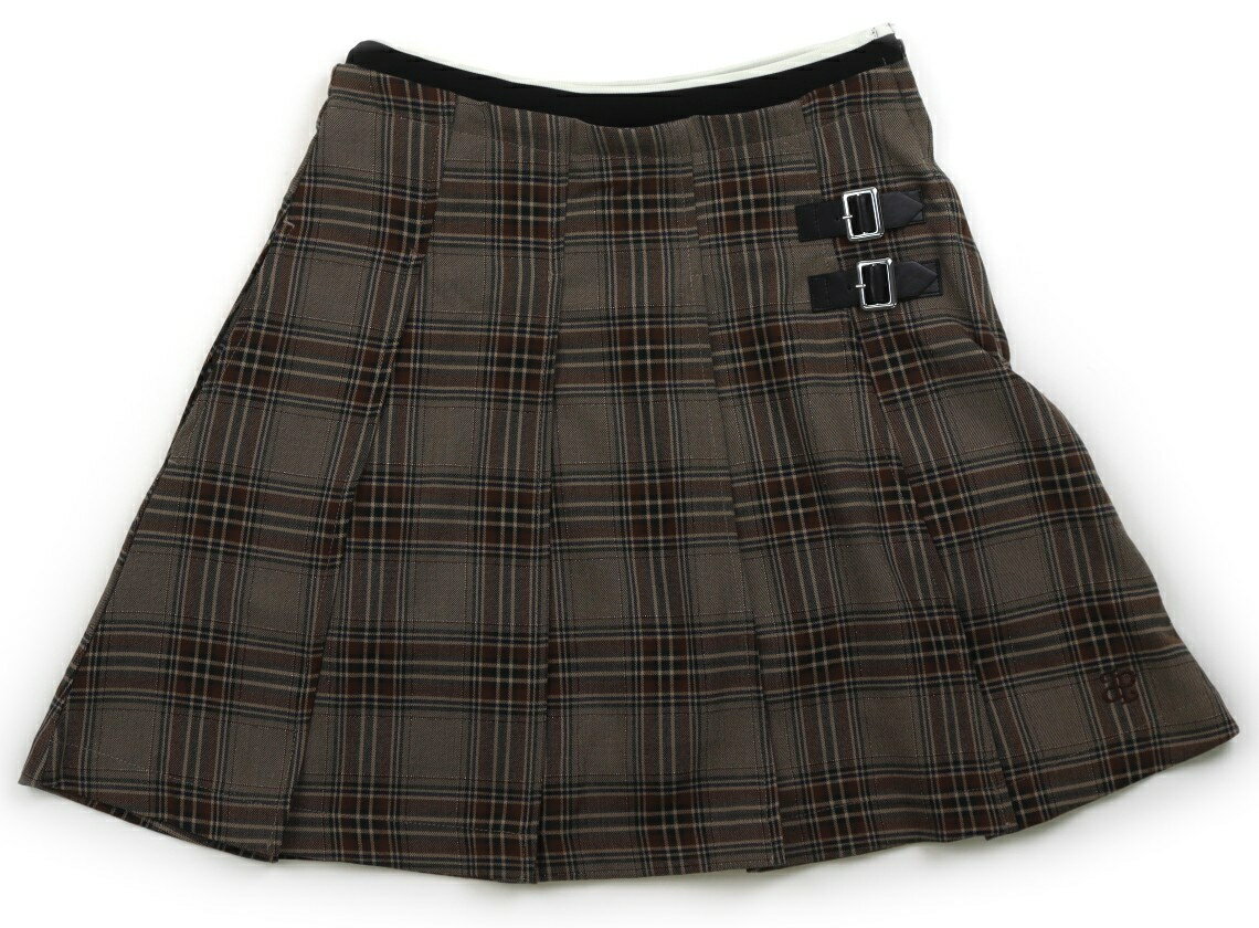 ポンポネット pom ponette スカート 160 女の子 ベージュ、茶・青チェック 子供服 ベビー服 キッズ アウトレット ユーズド 【中古】キッズ・ベビー・マタニティ