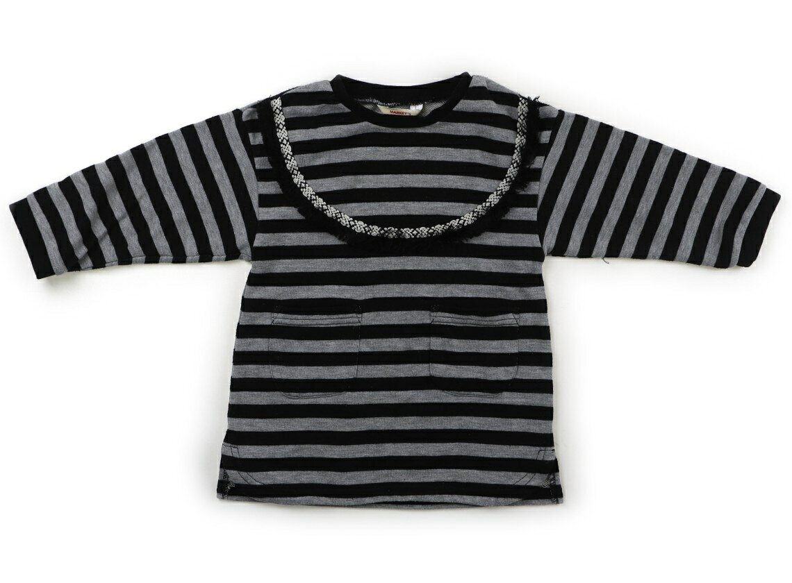 マーキーズ Markey's トレーナー・プルオーバー 100 女の子 ボーダー　黒　グレー 子供服 ベビー服 キッズ アウトレット ユーズド 【中..