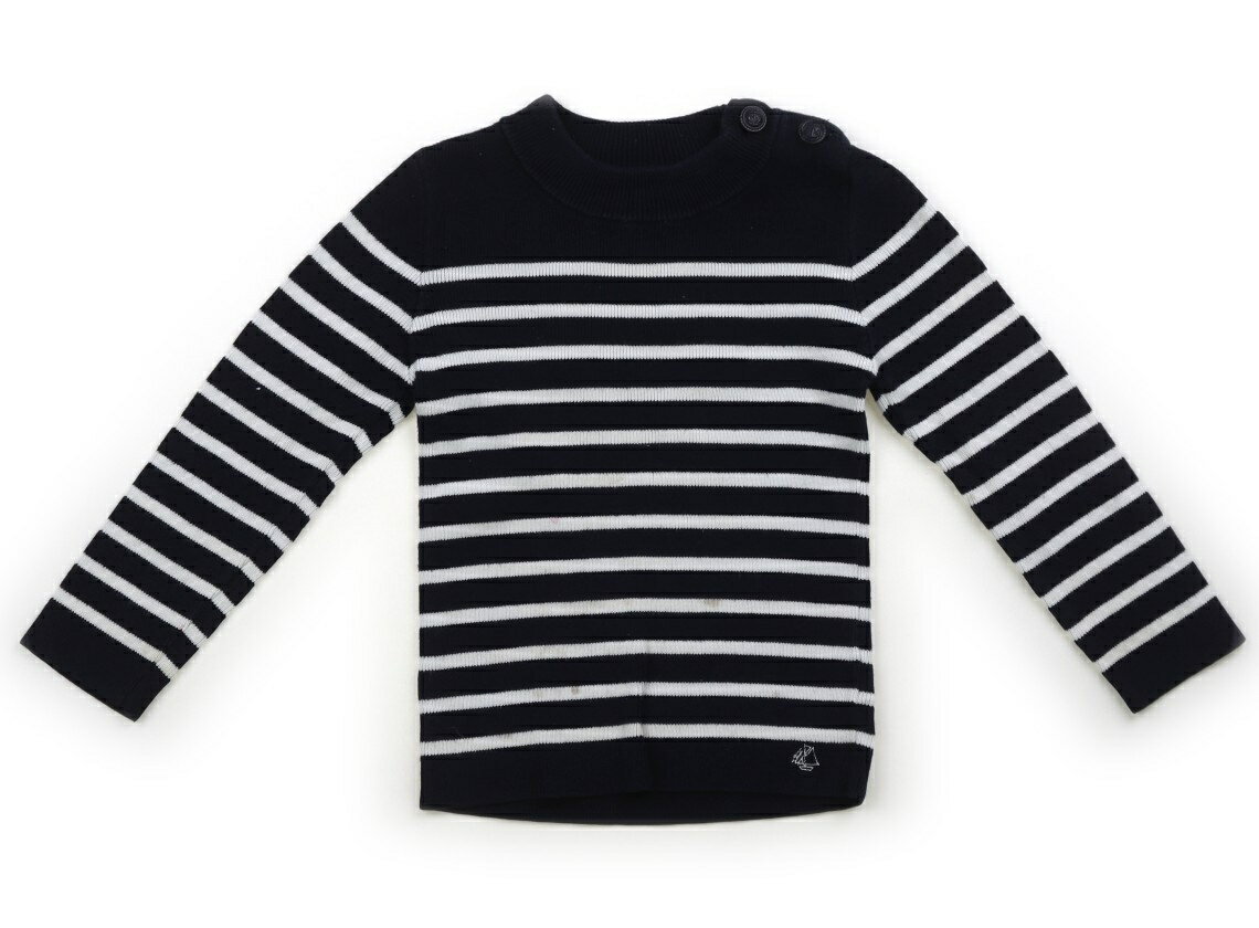 プチバトー PETIT BATEAU ニット・セーター 100 女の子 紺・アイボリー・ボーダー 子供服 ベビー服 キッズ アウトレット ユーズド 【中古】キッズ・ベビー・マタニティ