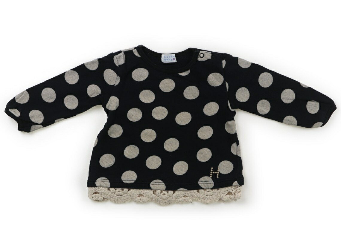 ハッカ HAKKA トレーナー・プルオーバー 90 女の子 ブラック・ドット柄 子供服 ベビー服 キッズ アウトレット ユーズド 【中古】キッズ・ベビー・マタニティ