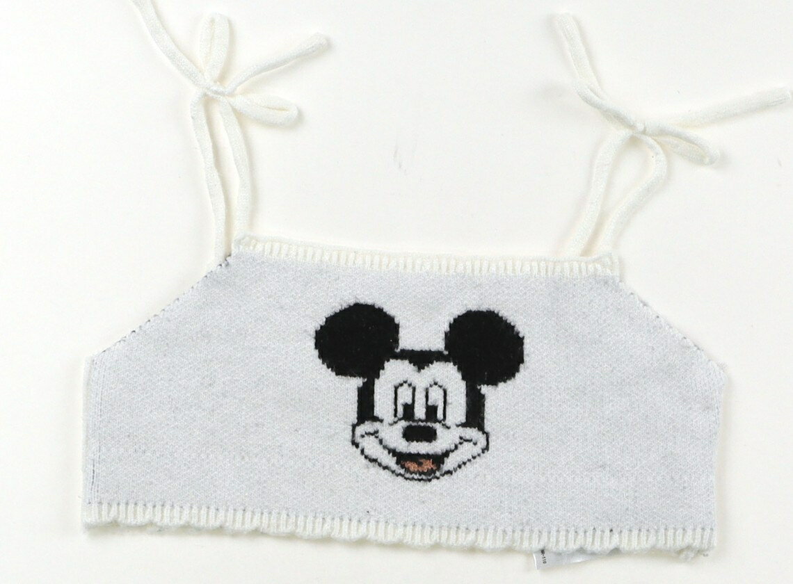 プティマイン petit main ベビーベスト 80 女の子 ホワイト・ミッキーマウス 子供服 ベビー服 キッズ ..