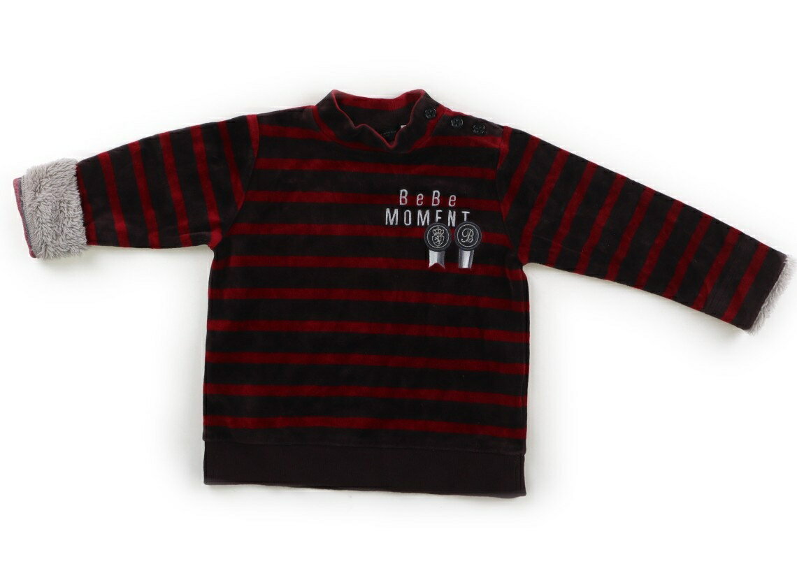 べべ BeBe Tシャツ・カットソー 90 女の子 ボーダー柄ブラウンレッド 子供服 ベビー服 キッズ アウトレット ユーズド 【中古】キッズ・ベビー・マタニティ