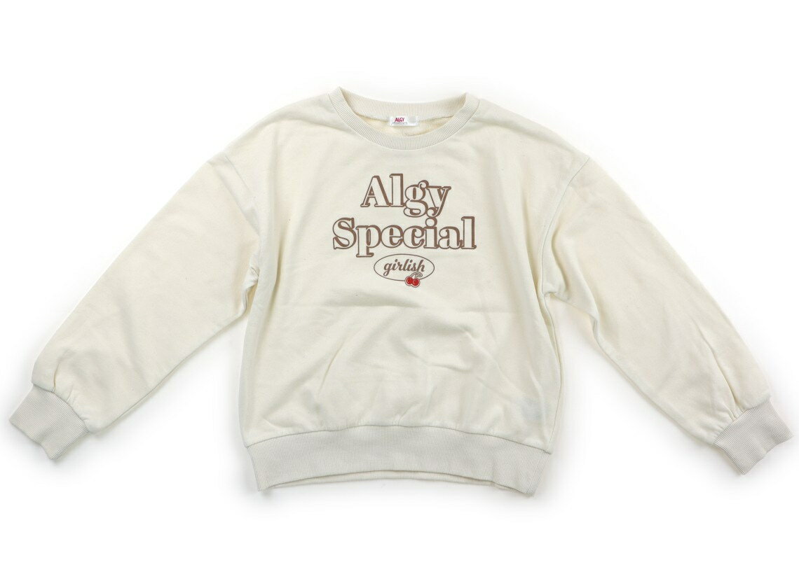 　ブランド 　ALGY(アルジー) 　カテゴリー 　トレーナー・プルオーバー 　サイズ 　150サイズ 　色 　アイボリー 　状態 　★★ 　記名 　なし 　ジャンル 　Girl 薄手スウェット生地。全体に細かい毛玉の付着があります。左袖口に薄く黄色いシミがあります。普段使いにいかがでしょうか。 ＊【状態】【サイズ】に関しての詳しい説明はこちら