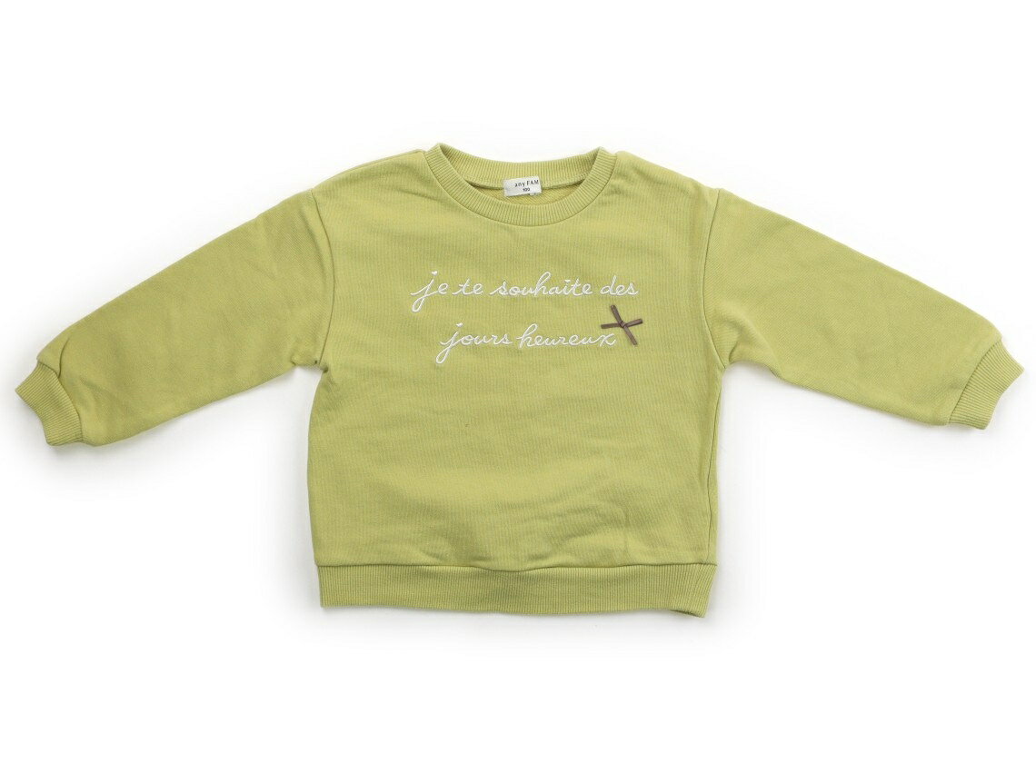 エニィファム anyFAM トレーナー・プルオーバー 100 女の子 イエローグリーン、リボン 子供服 ベビー服 キッズ アウトレット ユーズド 【中古】キッズ・ベビー・マタニティ