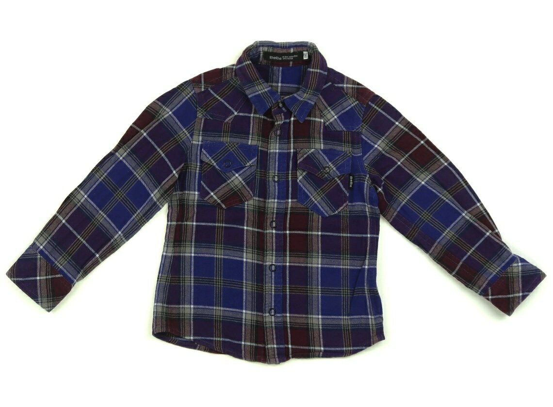 　ブランド 　BeBe(べべ) 　カテゴリー 　シャツ・ブラウス 　サイズ 　110サイズ 　色 　ブルー・パープル・チェック 　状態 　★★★ 　記名 　なし 　ジャンル 　Boy 綿100％。全体的に毛羽立ちがあります。 ＊【状態】【サイズ】に関しての詳しい説明はこちら