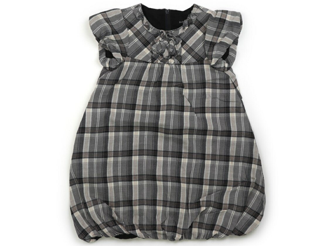 べべ BeBe ワンピース 120 女の子 グレー・ブラック・ベージュチェック 子供服 ベビー服 キッズ アウトレット ユーズド 【中古】キッズ・ベビー・マタニティ