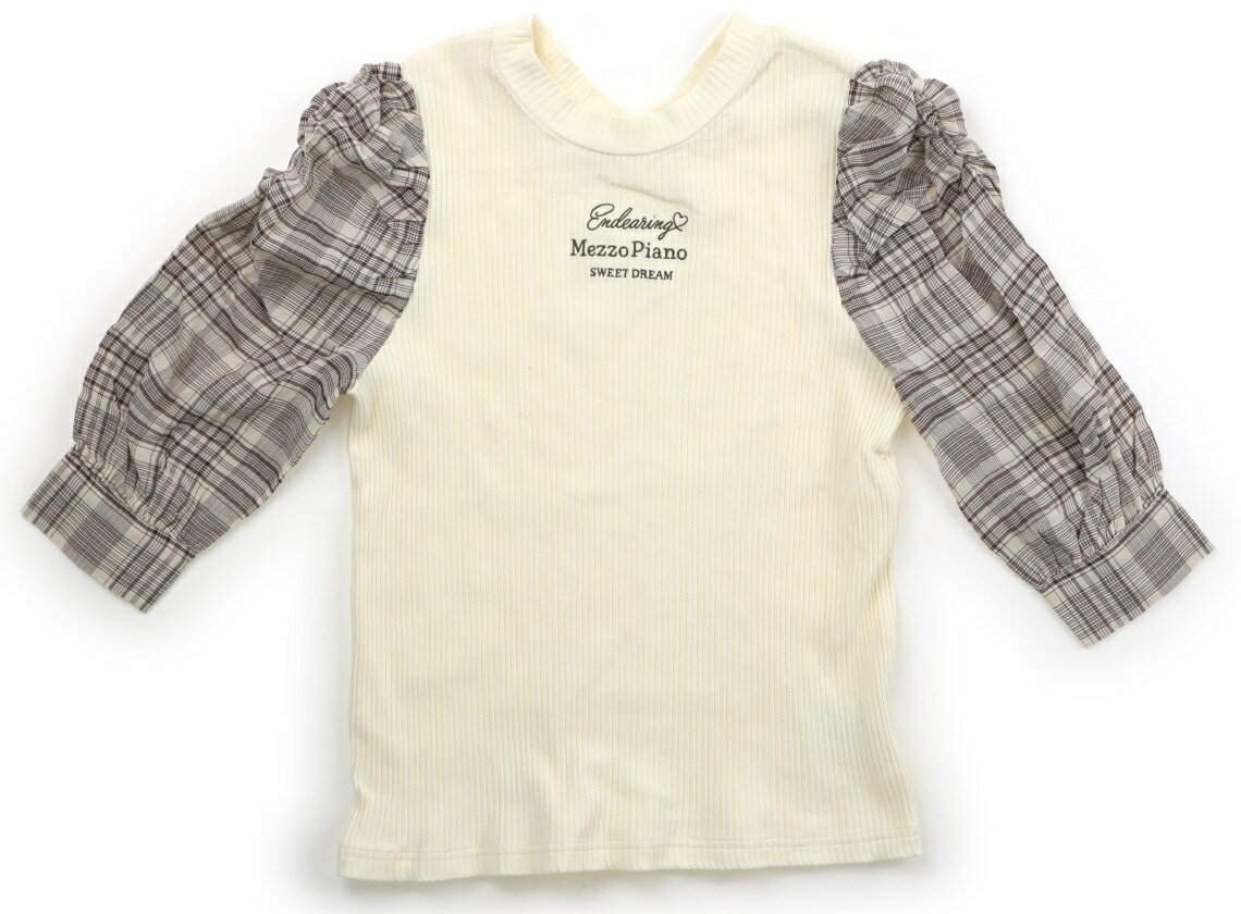 メゾピアノ mezzo piano Tシャツ・カットソー 140 女の子 生成り・ベージュ・チェック 子供服 ベビー服 キッズ アウトレット ユーズド 【中古】キッズ・ベビー・マタニティ