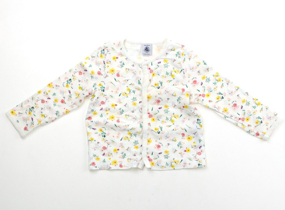 プチバトー PETIT BATEAU カーディガン 80 女の子 ホワイト・花柄 子供服 ベビー服 キッズ アウトレット ユーズド 【中古】キッズ・ベビー・マタニティ