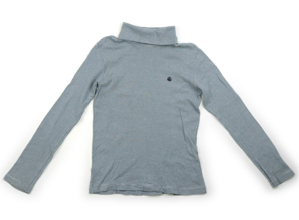 プチバトー PETIT BATEAU Tシャツ・カットソー 140 女の子 くすみグリーン・白・ボーダー 子供服 ベビー服 キッズ アウトレット ユーズド 【中古】キッズ・ベビー・マタニティ