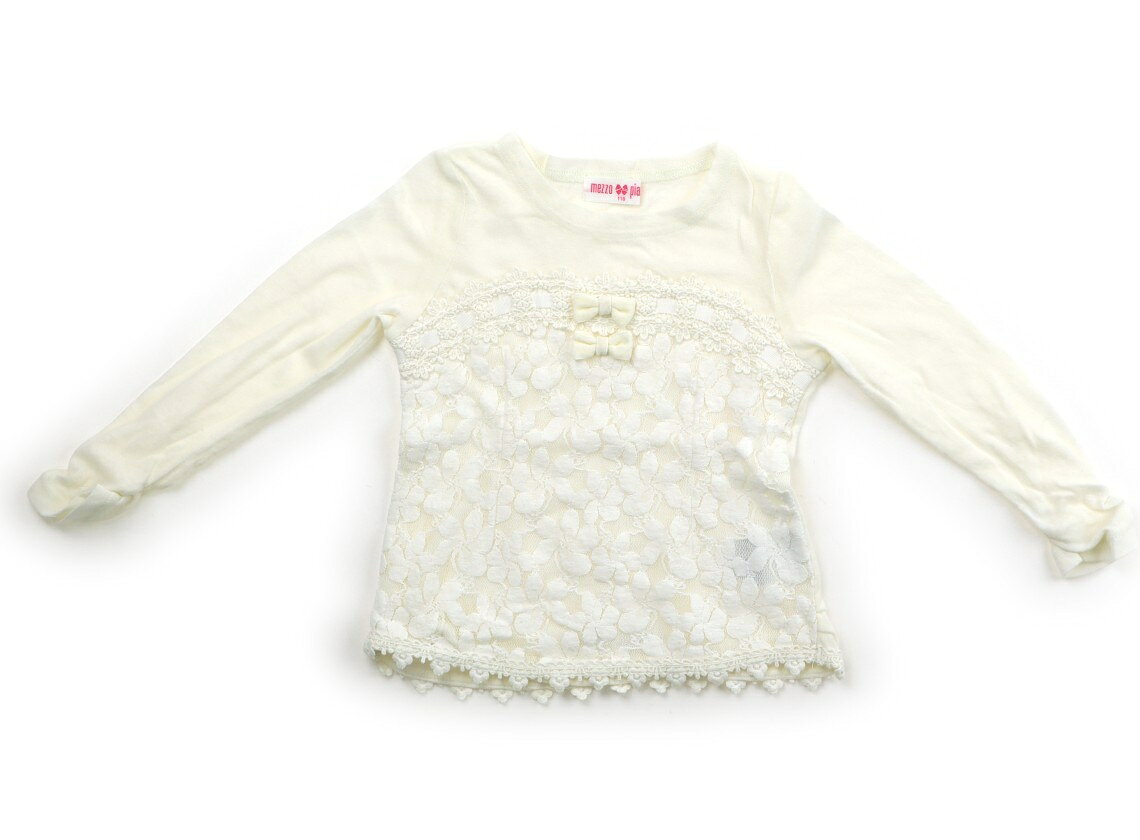 メゾピアノ mezzo piano Tシャツ・カットソー 110 女の子 アイボリー、レース、リボン 子供服 ベビー服 キッズ アウトレット ユーズド 【中古】キッズ・ベビー・マタニティ