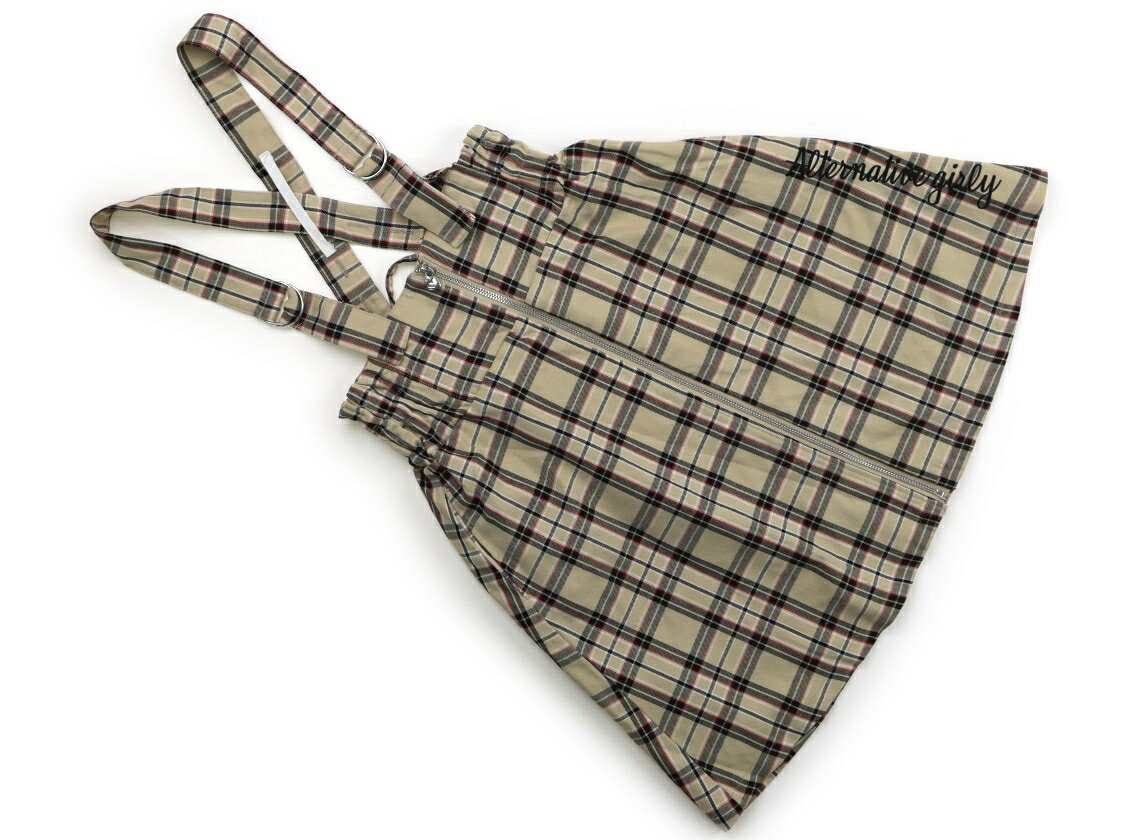 アルジー ALGY スカート 150 女の子 ベージュ・モノトーン・レッドチェック 子供服 ベビー服 キッズ アウトレット ユーズド 【中古】キッズ・ベビー・マタニティ