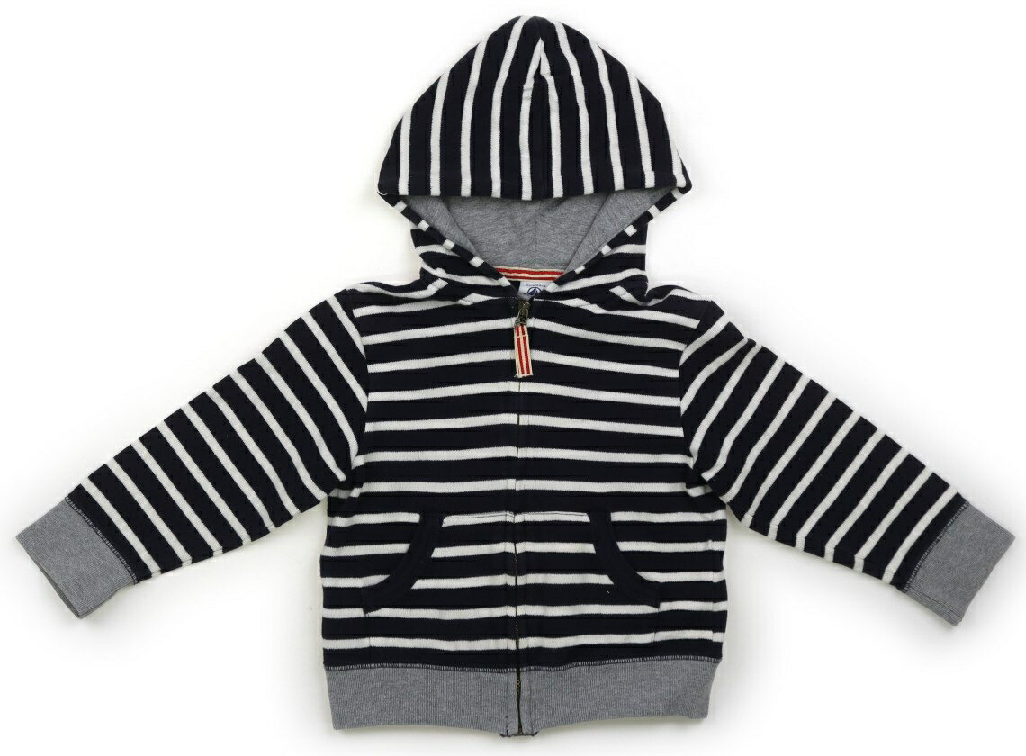 プチバトー PETIT BATEAU パーカー 90 男の子 ネイビー・白・ボーダー 子供服 ベビー服 キッズ アウトレット ユーズド 【中古】キッズ・ベビー・マタニティ