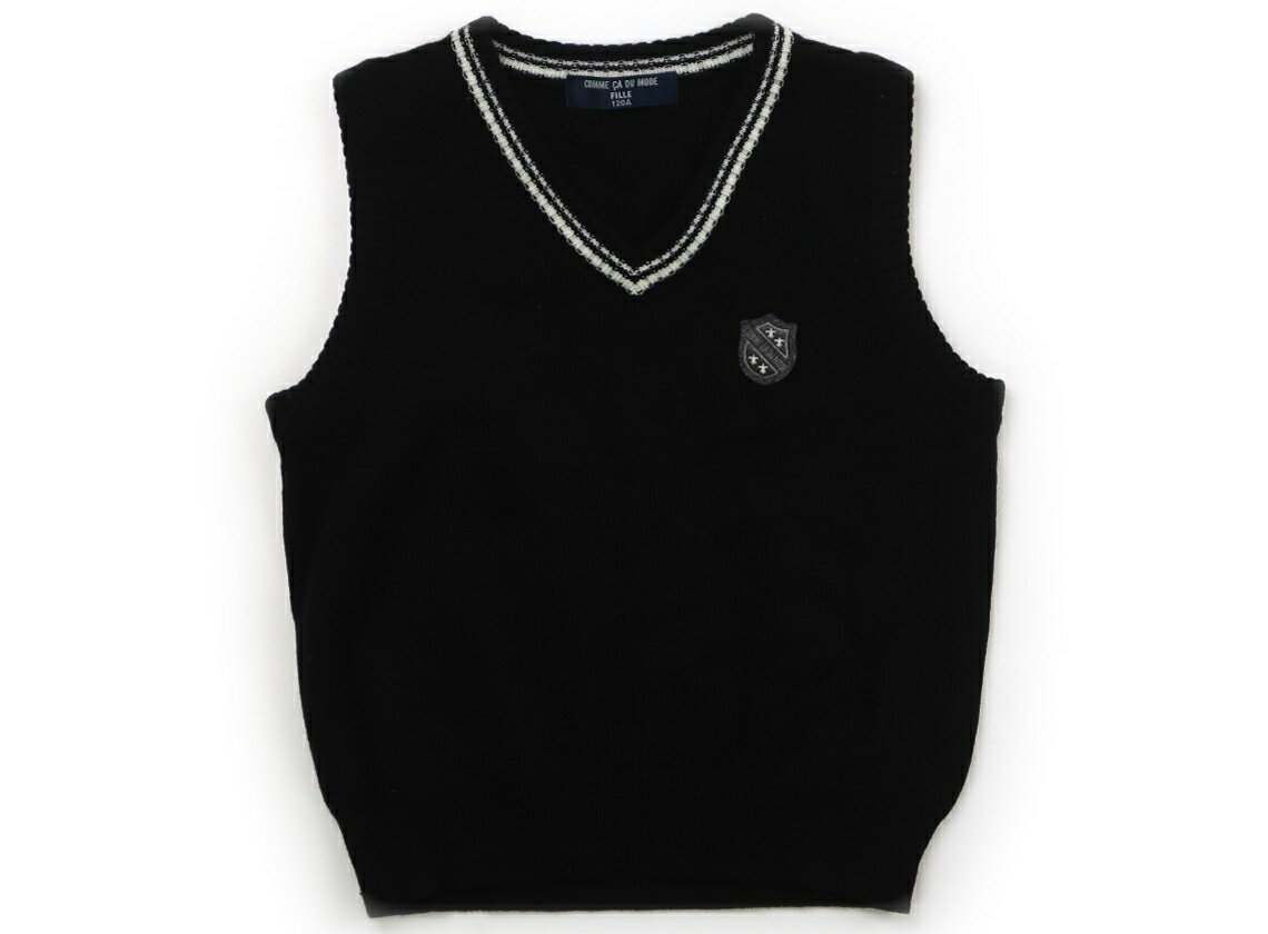 コムサフィユ COMME CA FILLE ベスト 120 男の子 ブラック・ホワイトライン 子供服 ベビー服 キッズ アウトレット ユーズド 【中古】キッズ・ベビー・マタニティ