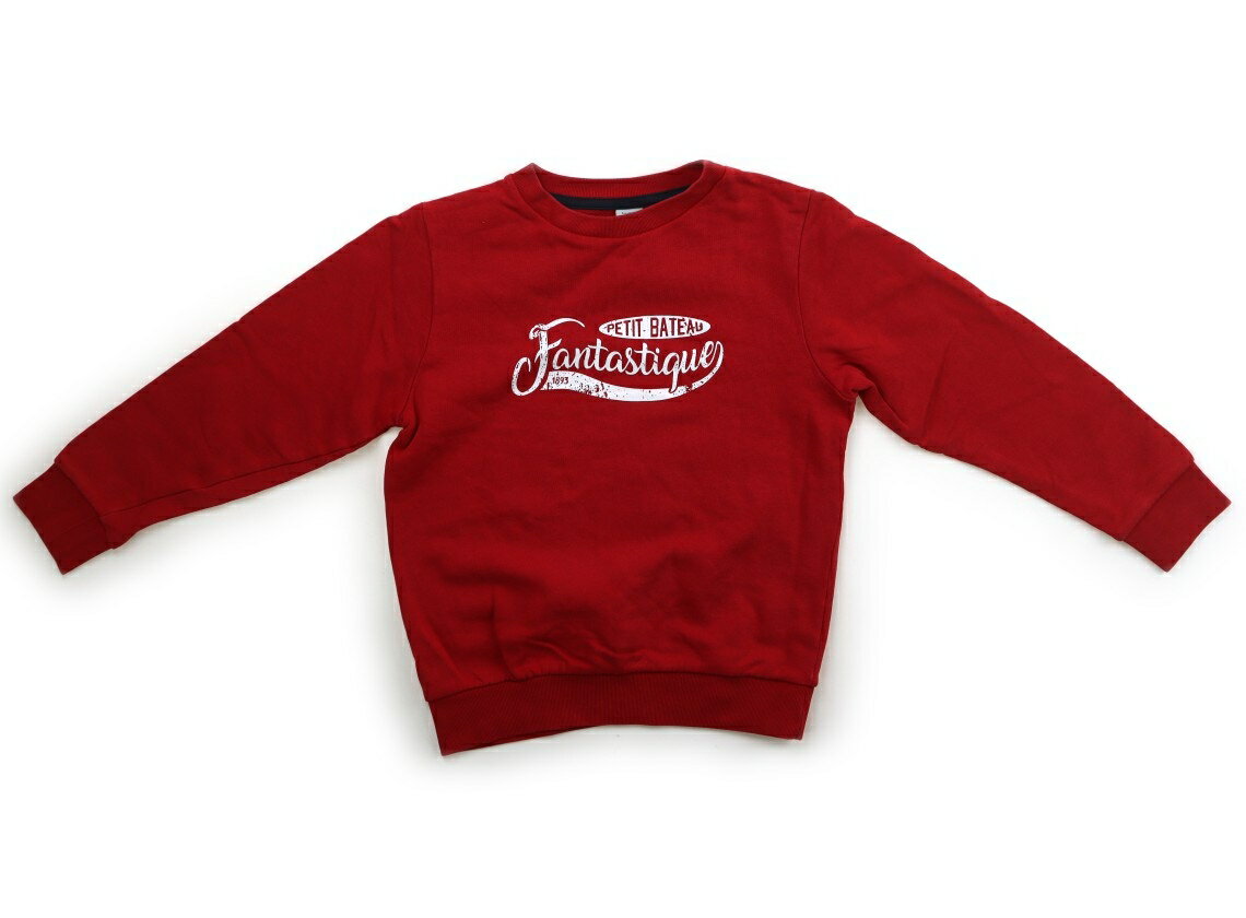 プチバトー PETIT BATEAU トレーナー・プルオーバー 120 男の子 赤、白い英文字 子供服 ベビー服 キッズ アウトレット ユーズド 【中古】キッズ・ベビー・マタニティ