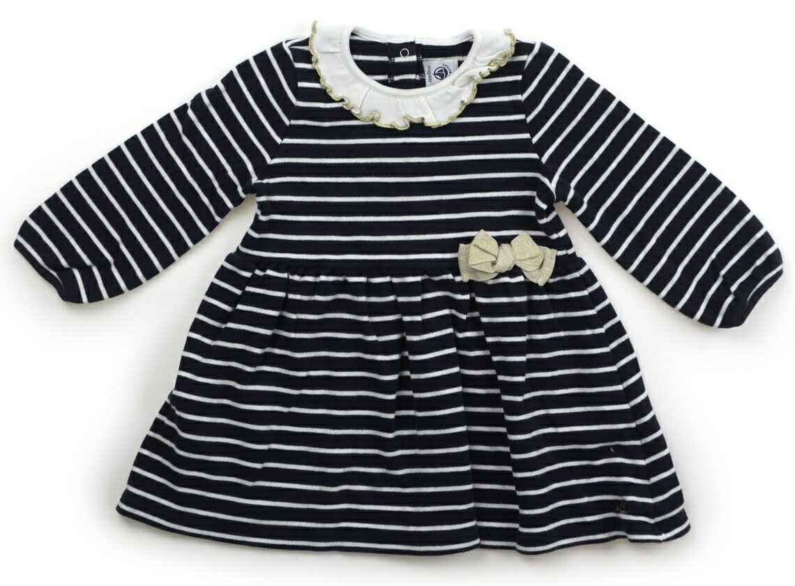プチバトー PETIT BATEAU ワンピース 80 女の子 ネイビー、白 子供服 ベビー服 キッズ アウトレット ユーズド 【中古】キッズ・ベビー・マタニティ