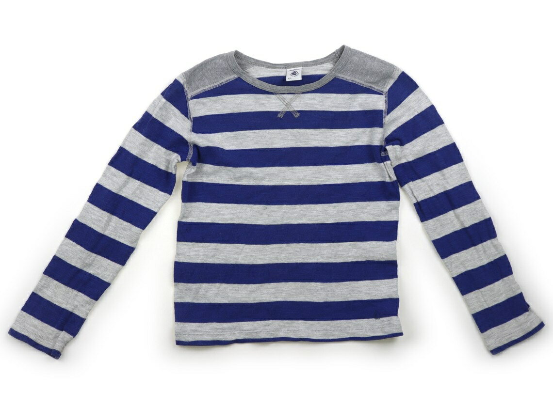 プチバトー PETIT BATEAU Tシャツ・カットソー 120 男の子 ブルー・グレー・ボーダー 子供服 ベビー服 キッズ アウトレット ユーズド 【中古】キッズ・ベビー・マタニティ