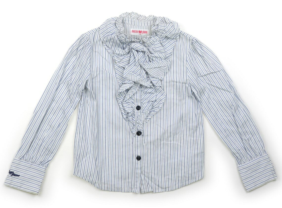 メゾピアノ mezzo piano シャツ・ブラウス 120 女の子 ホワイト・ライトブルー・ストライプ 子供服 ベビー服 キッズ アウトレット ユーズド 【中古】キッズ・ベビー・マタニティ