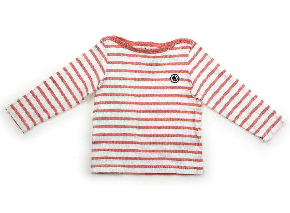 プチバトー PETIT BATEAU Tシャツ・カットソー 100 女の子 白、ピンクボーダー 子供服 ベビー服 キッズ アウトレット ユーズド 【中古】キッズ・ベビー・マタニティ