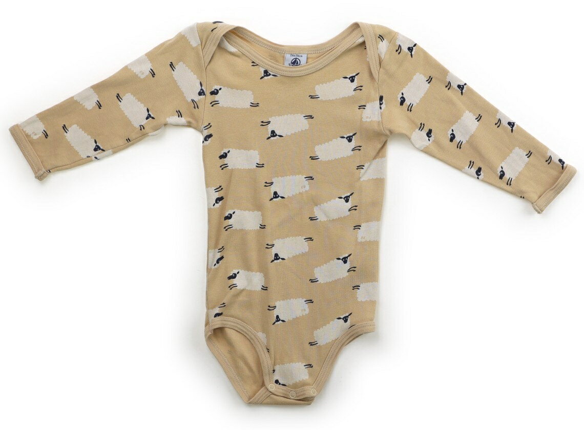 プチバトー PETIT BATEAU ロンパース 80 女の子 ベージュ、羊柄 子供服 ベビー服 キッズ アウトレット ユーズド 【中古】キッズ・ベビー・マタニティ