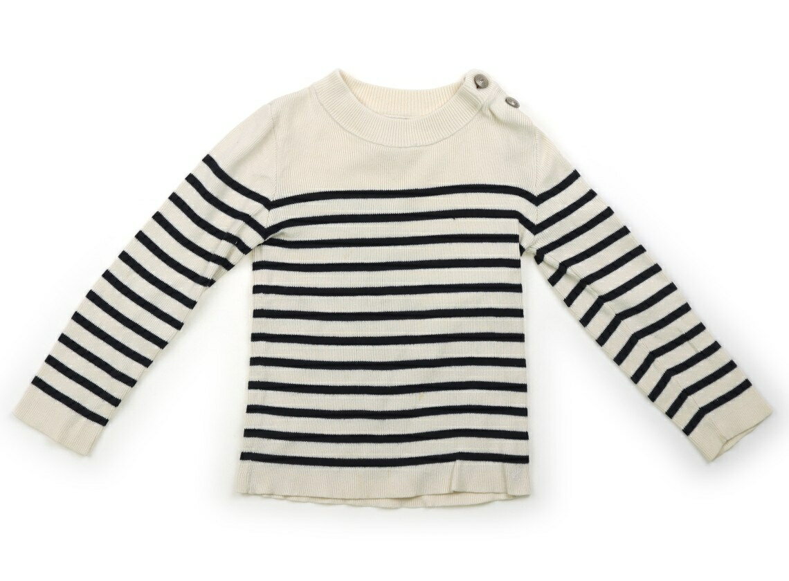 プチバトー PETIT BATEAU Tシャツ・カットソー 110 女の子 アイボリー、黒ボーダー 子供服 ベビー服 キッズ アウトレット ユーズド 【中古】キッズ・ベビー・マタニティ