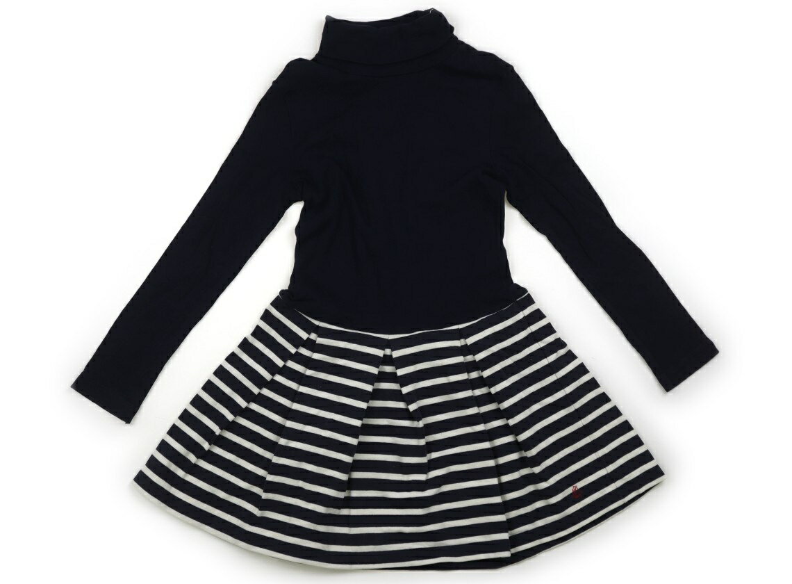 プチバトー PETIT BATEAU ワンピース 120 女の子 ネイビー、白ボーダー 子供服 ベビー服 キッズ アウトレット ユーズド 【中古】キッズ・ベビー・マタニティ