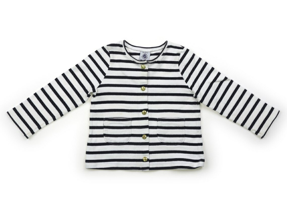 プチバトー PETIT BATEAU カーディガン 80 女の子 白、ネイビー 子供服 ベビー服 キッズ アウトレット ユーズド 【中古】キッズ・ベビー・マタニティ