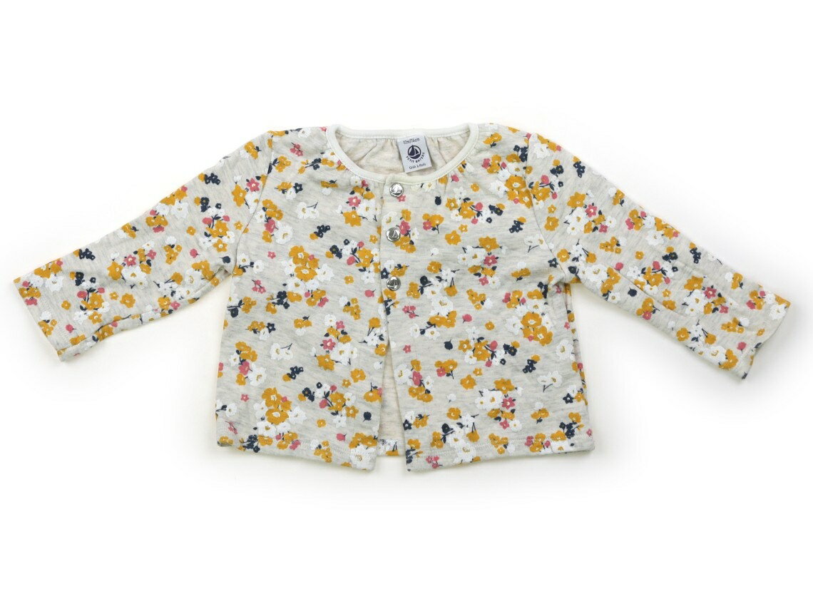 プチバトー PETIT BATEAU カーディガン 70 女の子 グレー・イエロー他・総柄 子供服 ベビー服 キッズ アウトレット ユーズド 【中古】キッズ・ベビー・マタニティ